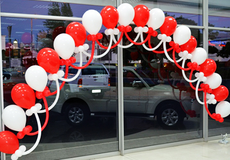 Helium inflated balloon arch done for Rola Motors